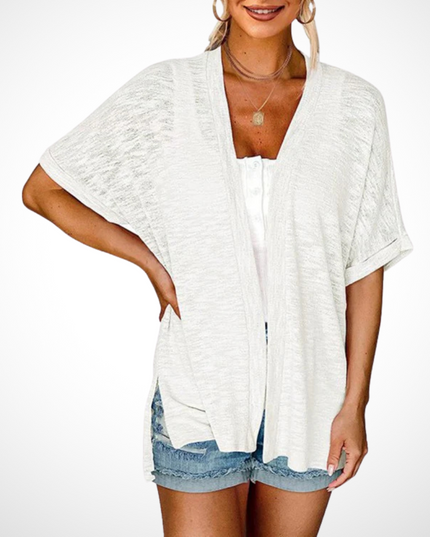 Women's Open-Front Knit Cardigan with Batwing Sleeves