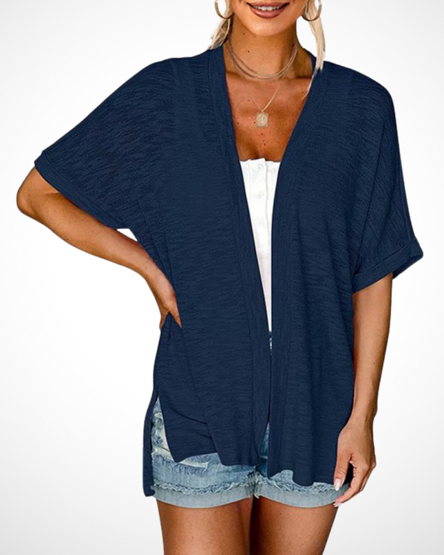 Women's Open-Front Knit Cardigan with Batwing Sleeves