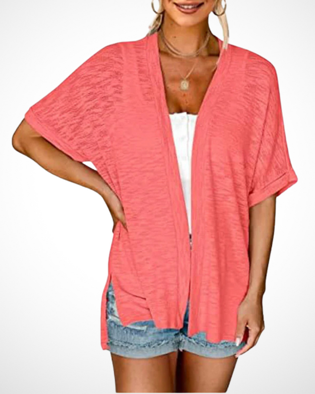 Women's Open-Front Knit Cardigan with Batwing Sleeves