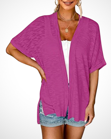 Women's Open-Front Knit Cardigan with Batwing Sleeves