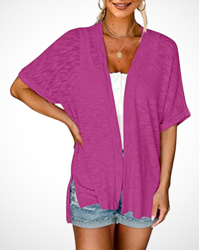Women's Open-Front Knit Cardigan with Batwing Sleeves