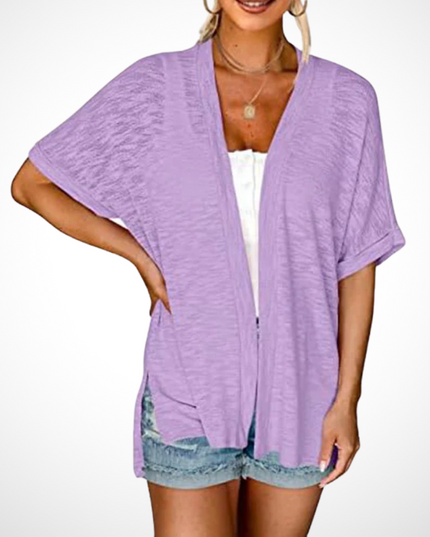 Women's Open-Front Knit Cardigan with Batwing Sleeves